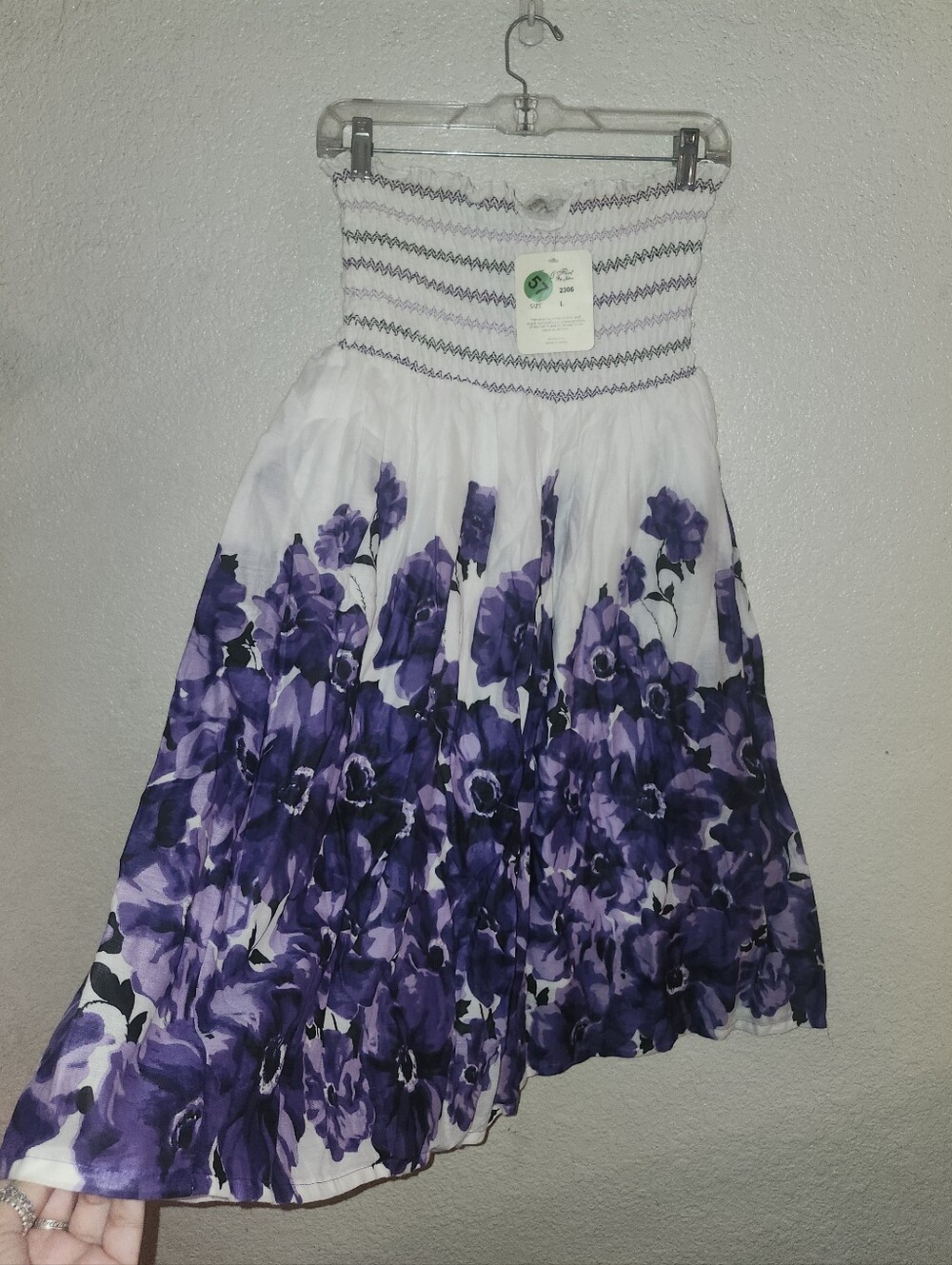 🤍💜NWT Fun & Flirt By Japna "Smocked Tube Top Purple💜Floral🌸 Dress" Sz Large - Picture 5 of 9